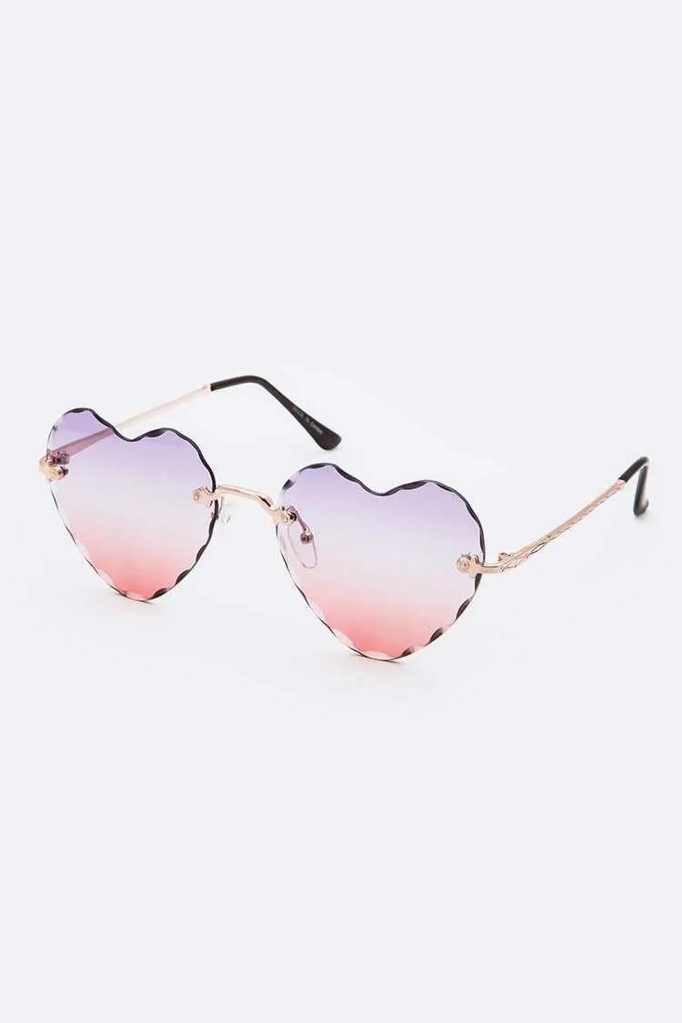 Heart Shape Sunglasses w/ Scalloped Rim