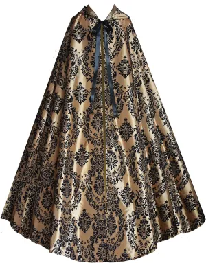 Historical Steampunk Gothic Renaissance Cape Cloak (Black Gold)