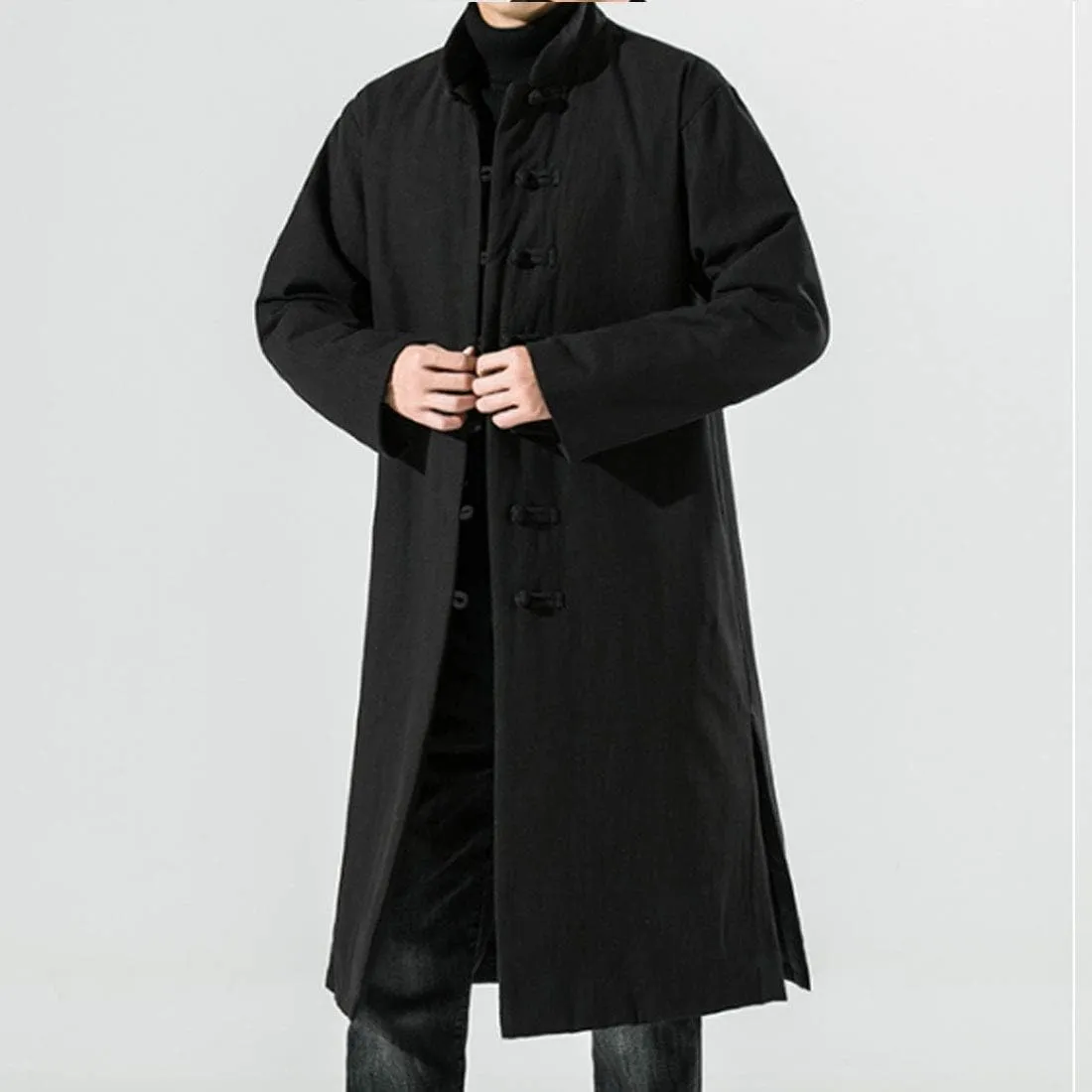 HZCX FASHION Men Traditional Chinese Padded Jacket Frog Button Winter Warm Coat