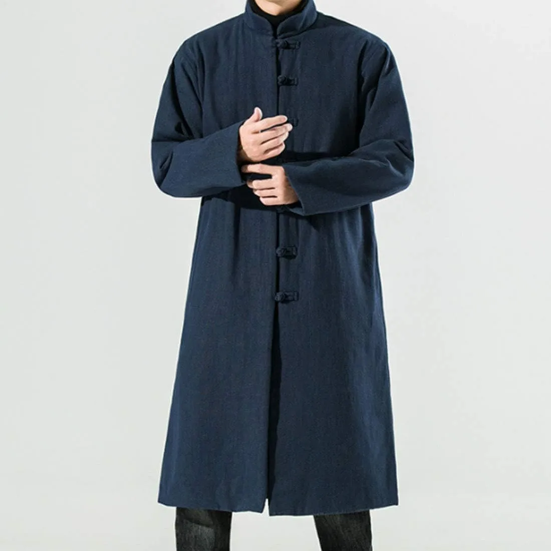 HZCX FASHION Men Traditional Chinese Padded Jacket Frog Button Winter Warm Coat