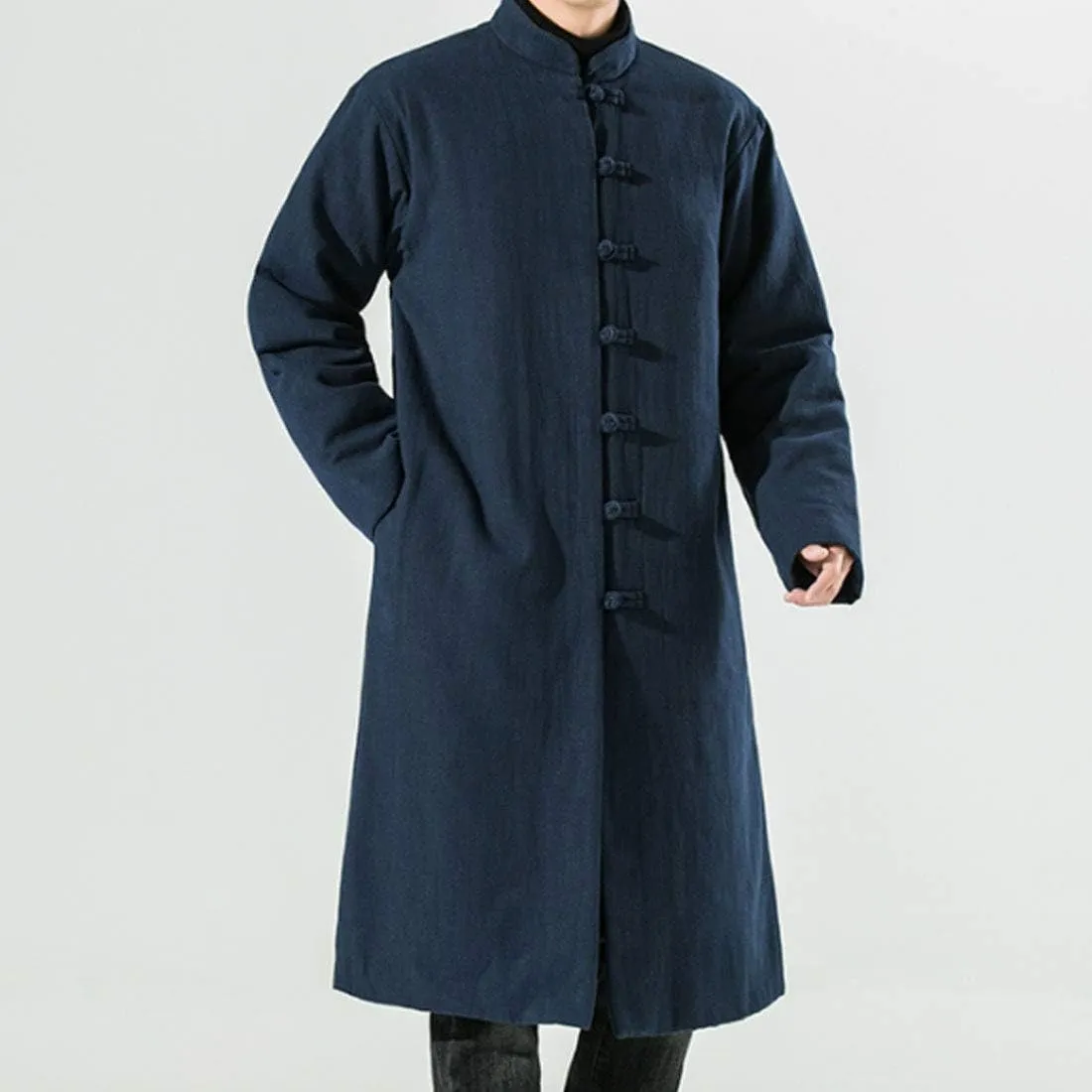 HZCX FASHION Men Traditional Chinese Padded Jacket Frog Button Winter Warm Coat