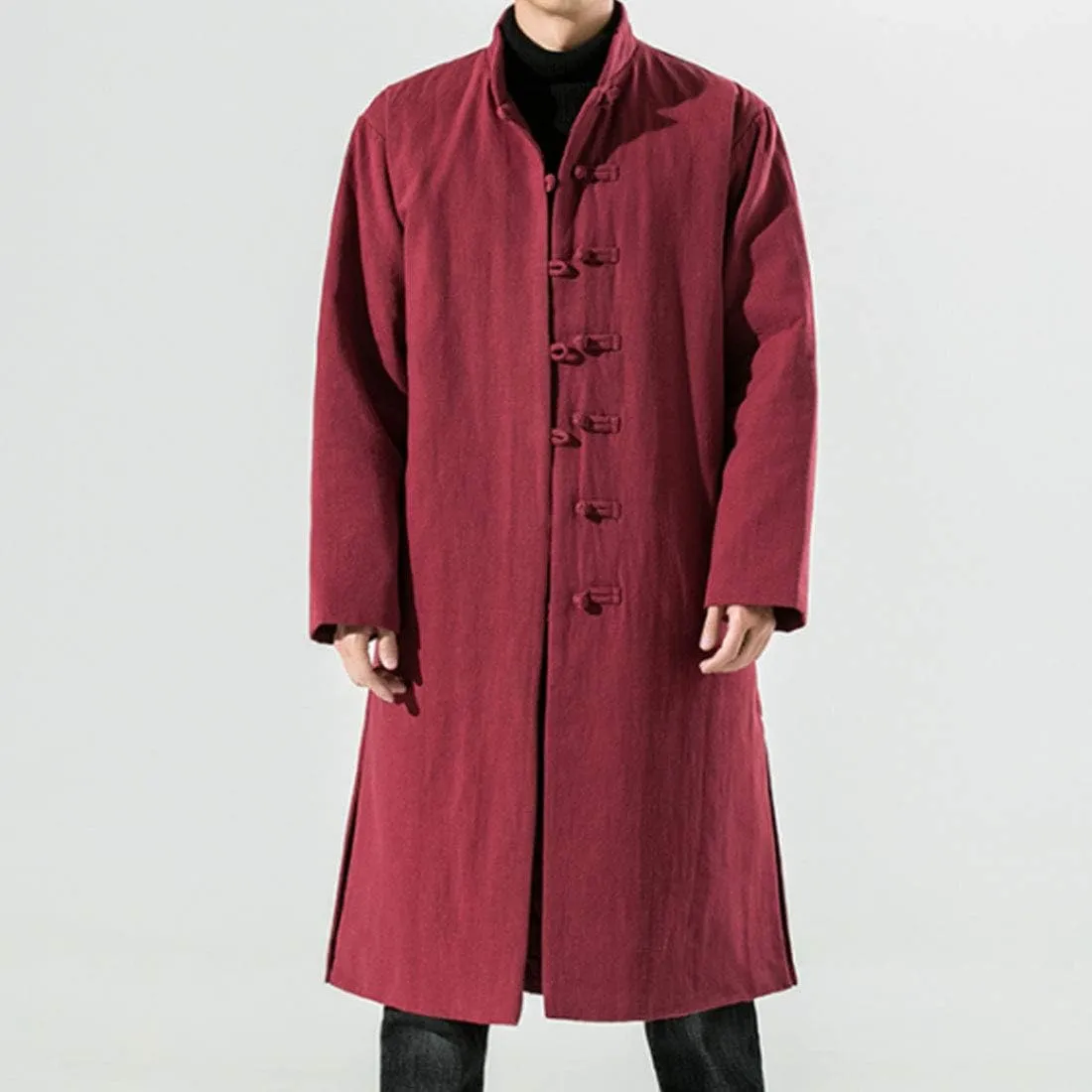 HZCX FASHION Men Traditional Chinese Padded Jacket Frog Button Winter Warm Coat