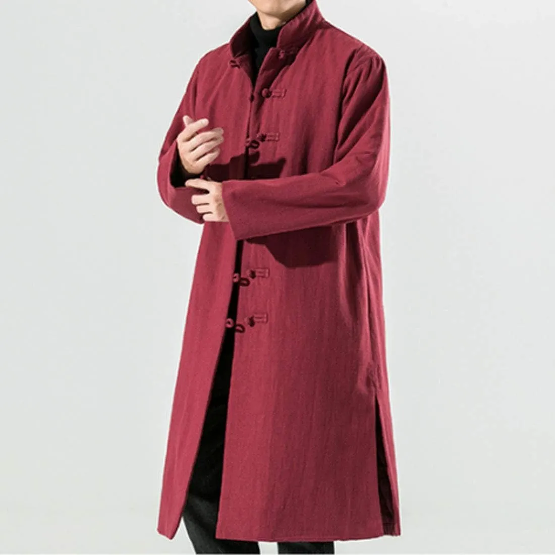 HZCX FASHION Men Traditional Chinese Padded Jacket Frog Button Winter Warm Coat