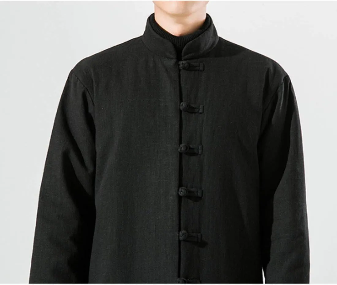 HZCX FASHION Men Traditional Chinese Padded Jacket Frog Button Winter Warm Coat