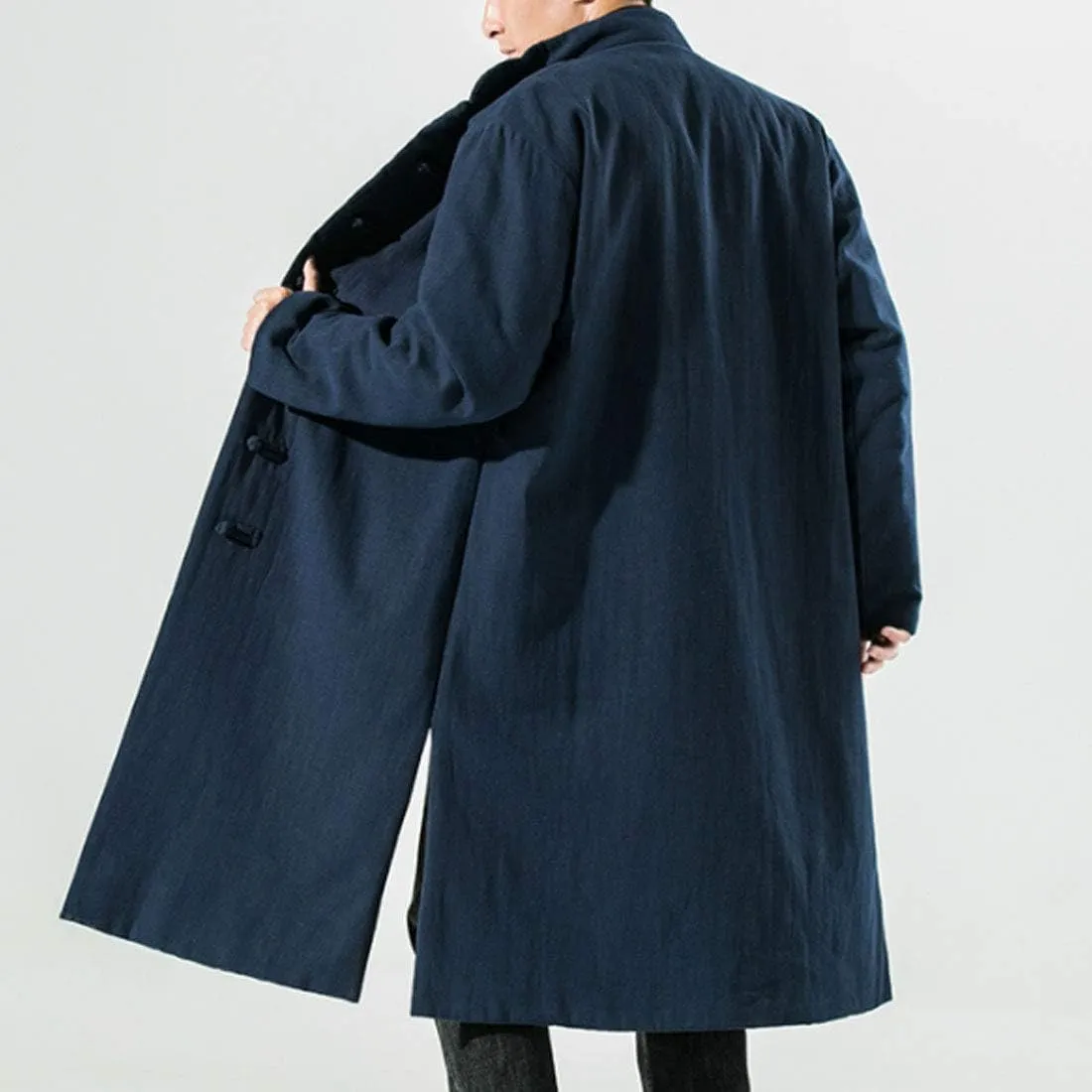 HZCX FASHION Men Traditional Chinese Padded Jacket Frog Button Winter Warm Coat