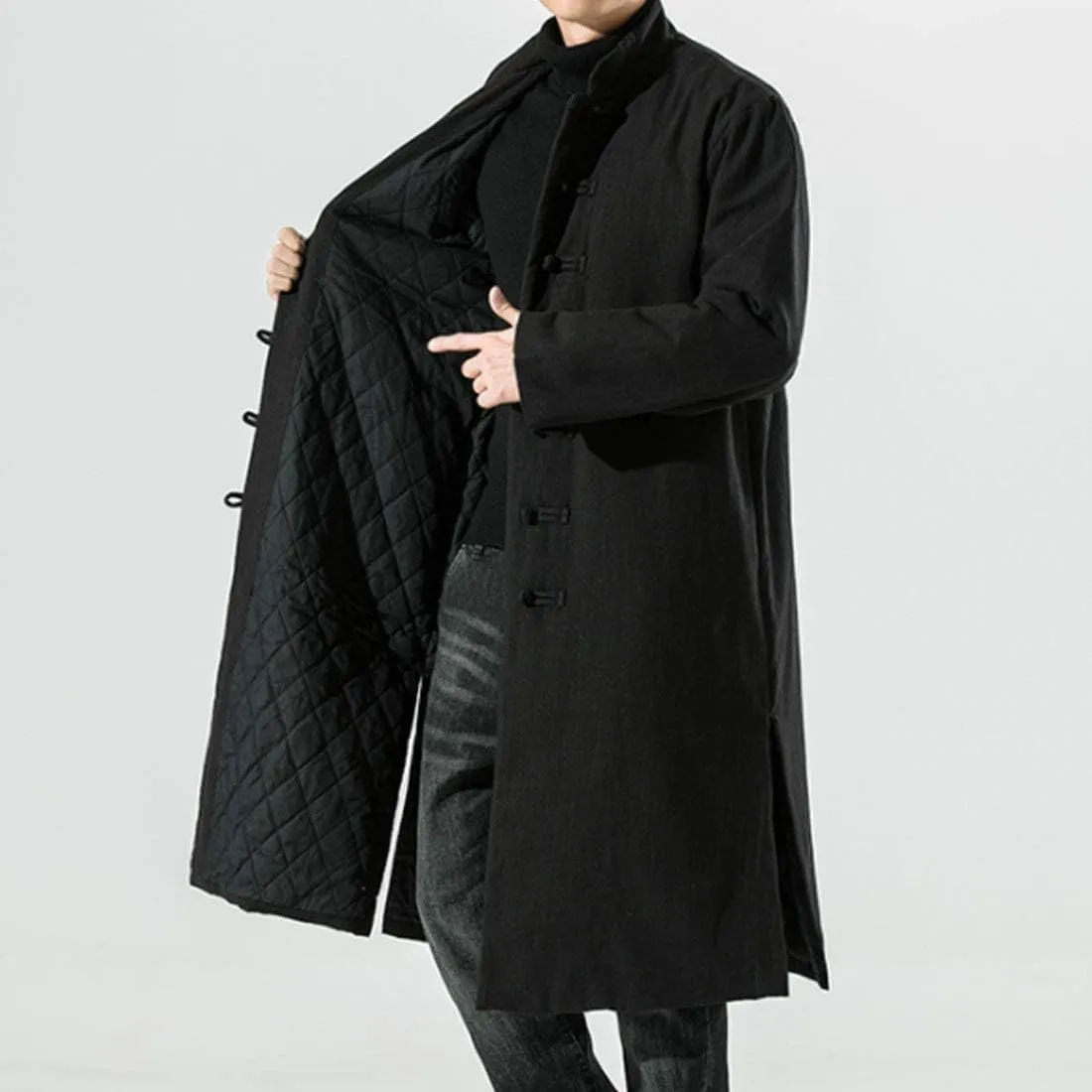 HZCX FASHION Men Traditional Chinese Padded Jacket Frog Button Winter Warm Coat