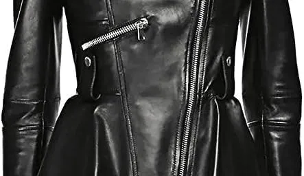 Iconic Medusa Fashionable Designer Peplum Genuine Leather Jacket Women Missy Plus Size