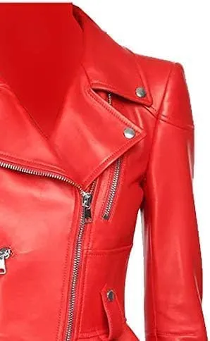 Iconic Medusa Fashionable Designer Peplum Genuine Leather Jacket Women Missy Plus Size
