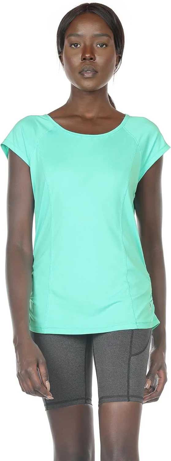 icyzone Workout Running Shirts for Women - Fitness Gym Yoga Exercise Short Sleeve T Shirts Open Back Tops