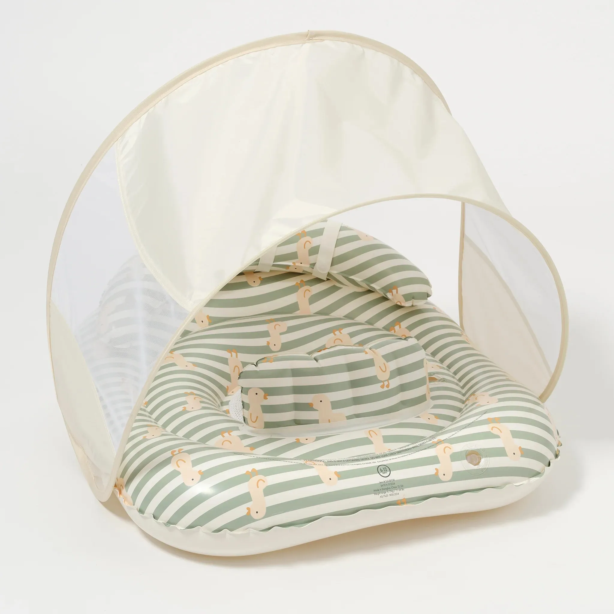 Interactive Baby Float - Duck Sage Stripe