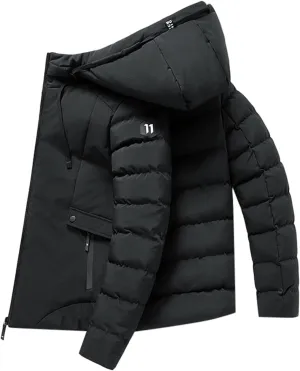 Jackets For Men Winter Fashion Warm Thick Cotton Padded Clothes Casual Slim Zipper Hooded Coat Outerwear Big And
