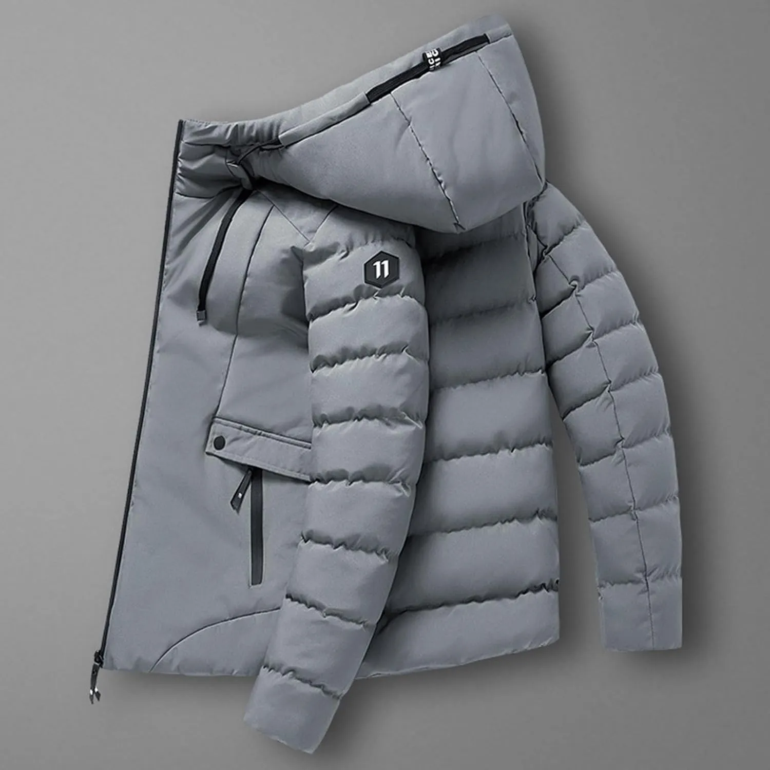 Jackets For Men Winter Fashion Warm Thick Cotton Padded Clothes Casual Slim Zipper Hooded Coat Outerwear Big And