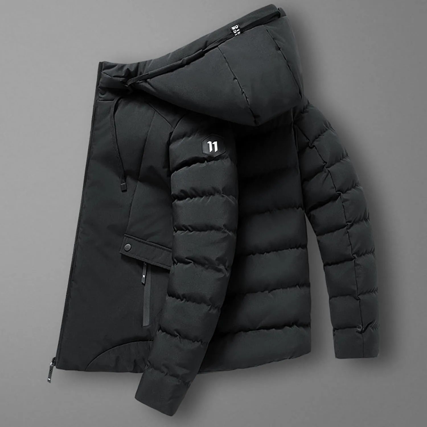 Jackets For Men Winter Fashion Warm Thick Cotton Padded Clothes Casual Slim Zipper Hooded Coat Outerwear Big And