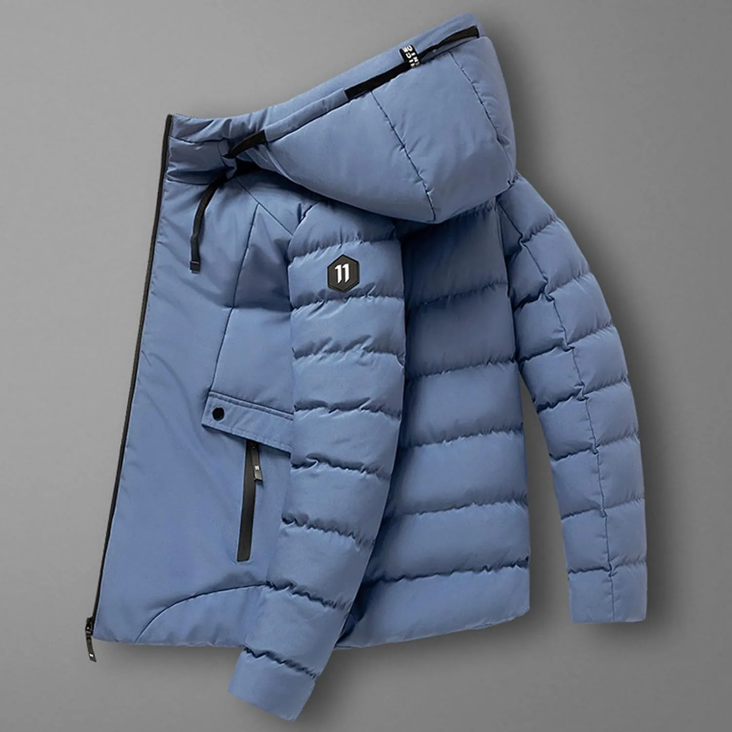 Jackets For Men Winter Fashion Warm Thick Cotton Padded Clothes Casual Slim Zipper Hooded Coat Outerwear Big And