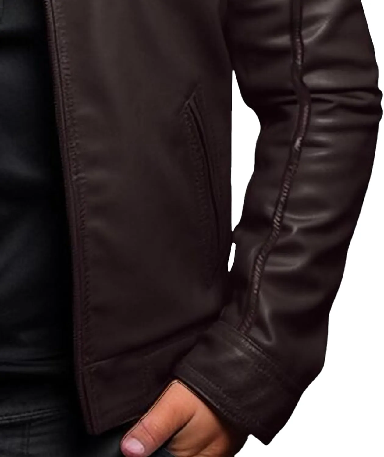 JEKE-DG Men's Classic Slim Fit Motorcycle Coat Faux Leather Casual Bomber Coat Jacket Full Zip-Up Solid Spring Fall Coats