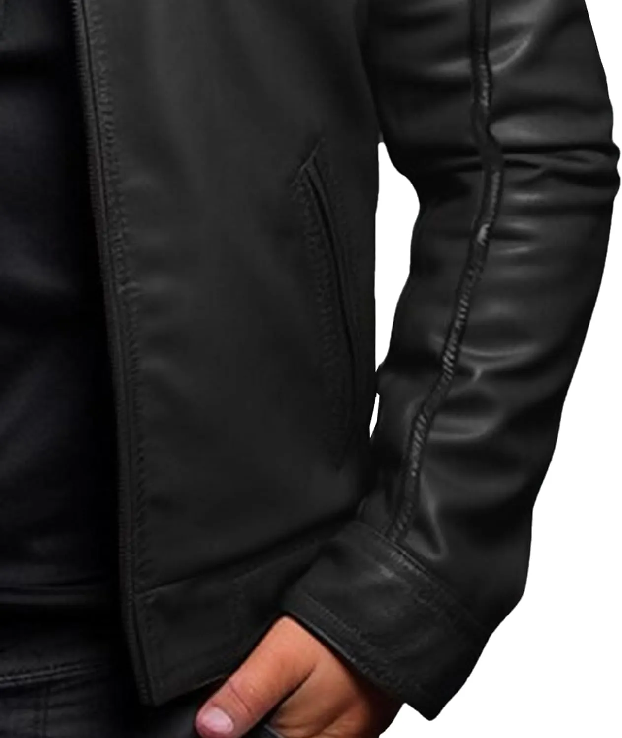 JEKE-DG Men's Classic Slim Fit Motorcycle Coat Faux Leather Casual Bomber Coat Jacket Full Zip-Up Solid Spring Fall Coats