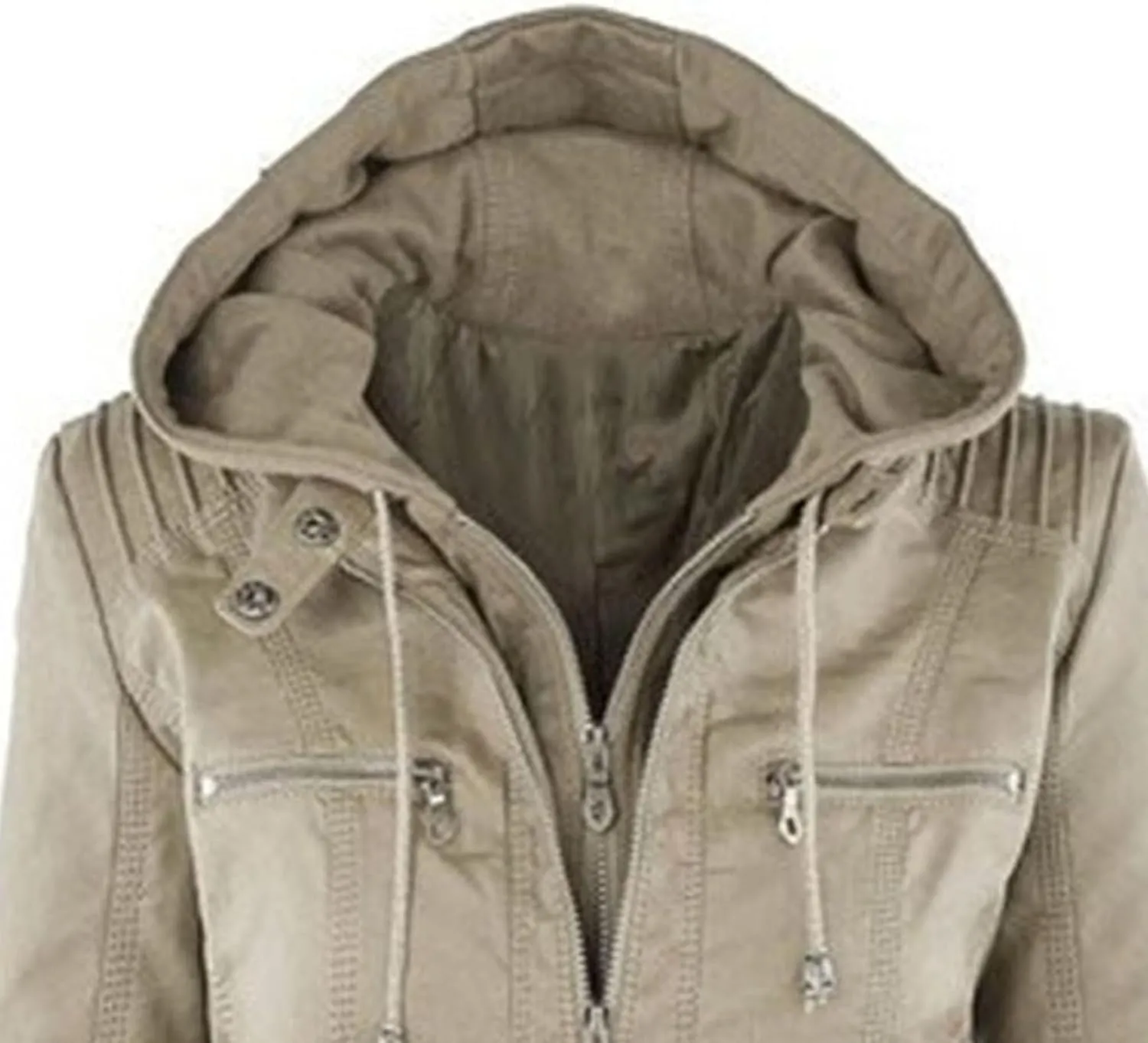 JEKE-DG Women's Detachable Hooded Faux Leather Coat Slim Fit Zip Up Biker Coat Jacket Casual Vintage Fall Winter Coats