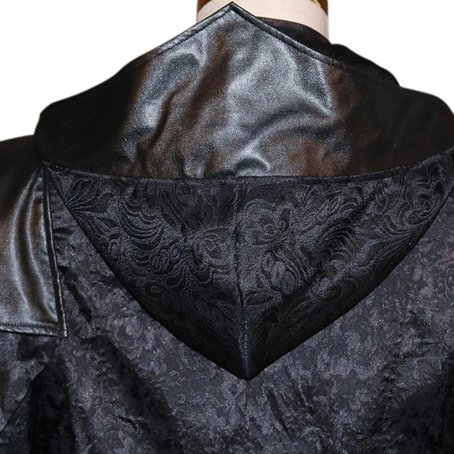 JEShifangjiusu Mens Leather Hooded Trench Coat Refined Zipper Length Jacket Long Sleeves Shawl Style Outerwear
