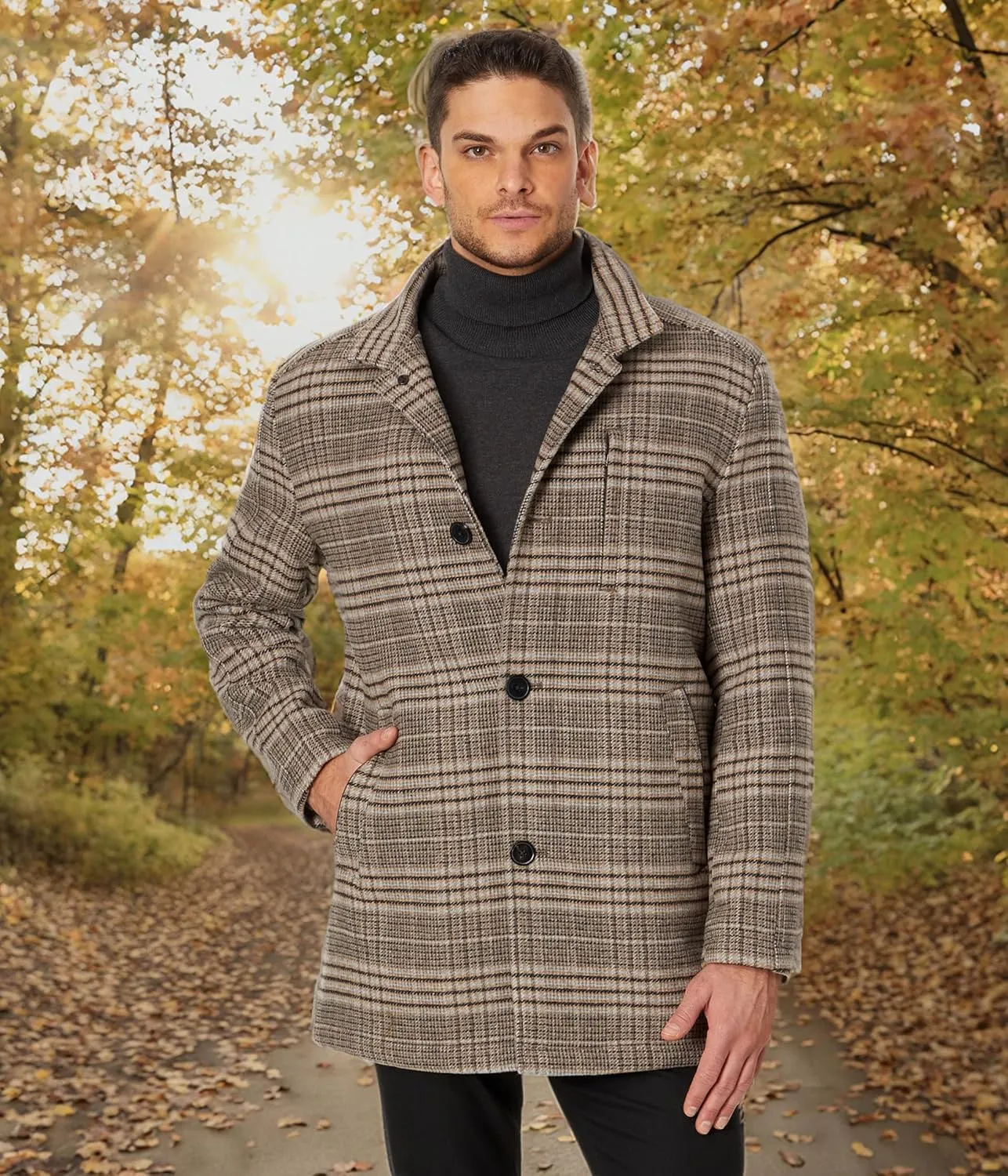 Johnston & Murphy Upton Car Coat for Men  Winter Jackets for Men, Timeless Mens Plaid Coat