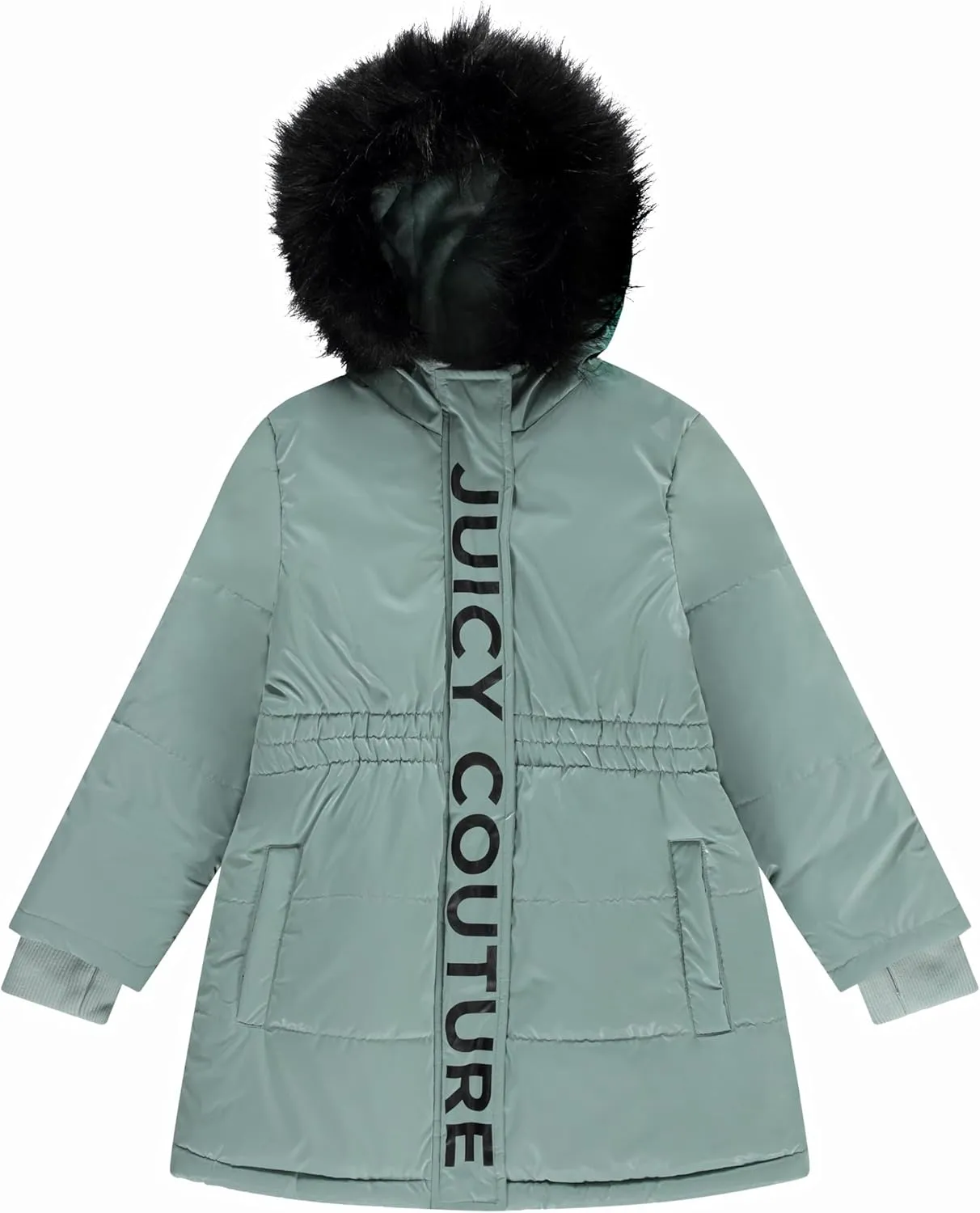 Juicy Couture Girls Coat, Faux Fur Hooded Winter Jacket, Warm Padded Parka Hoodie, Kids Heavyweight Winter Coat
