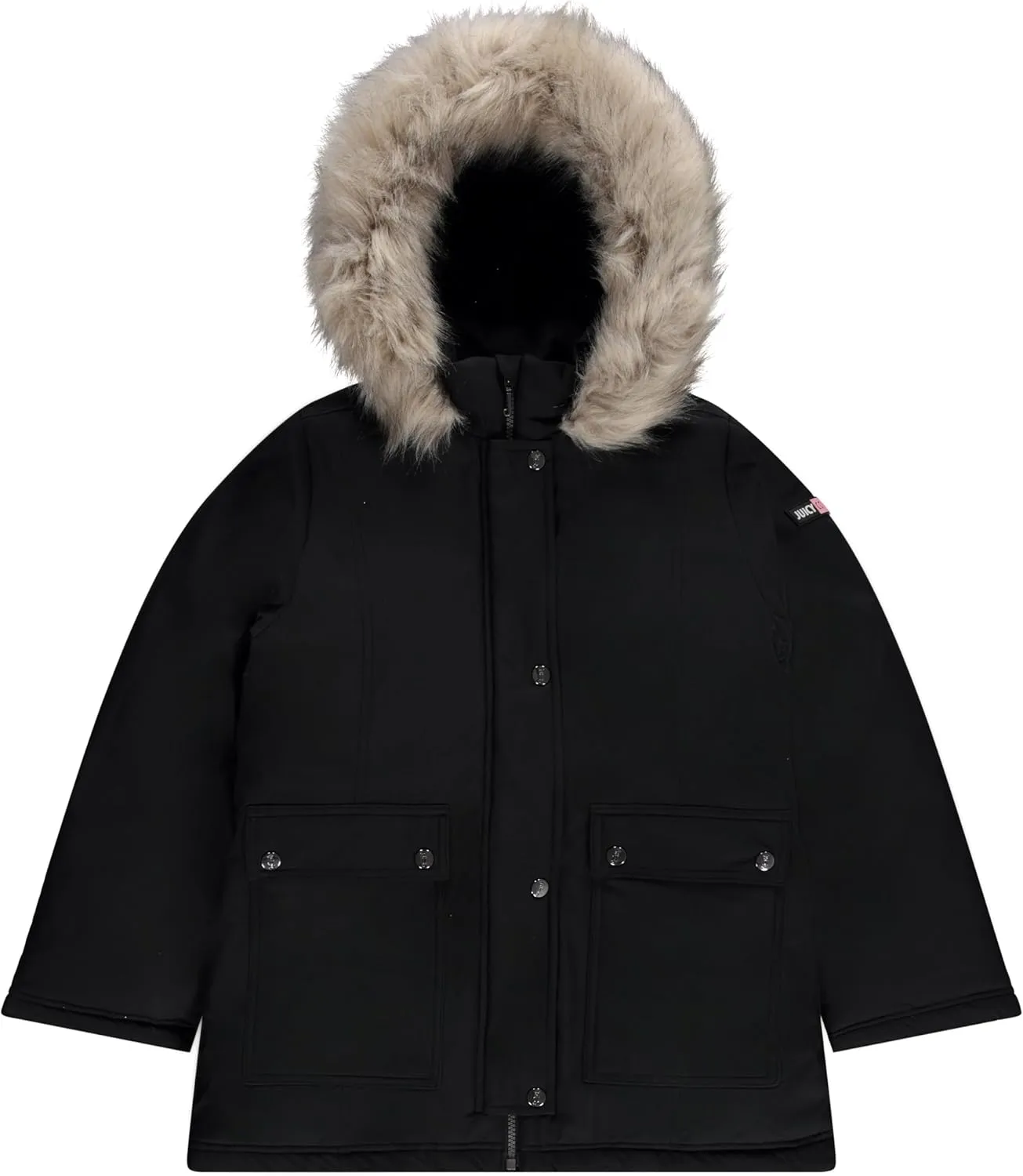 Juicy Couture Girls Coat, Faux Fur Hooded Winter Jacket, Warm Padded Parka Hoodie, Kids Heavyweight Winter Coat