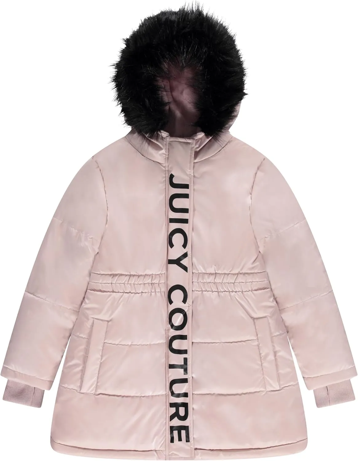 Juicy Couture Girls Coat, Faux Fur Hooded Winter Jacket, Warm Padded Parka Hoodie, Kids Heavyweight Winter Coat