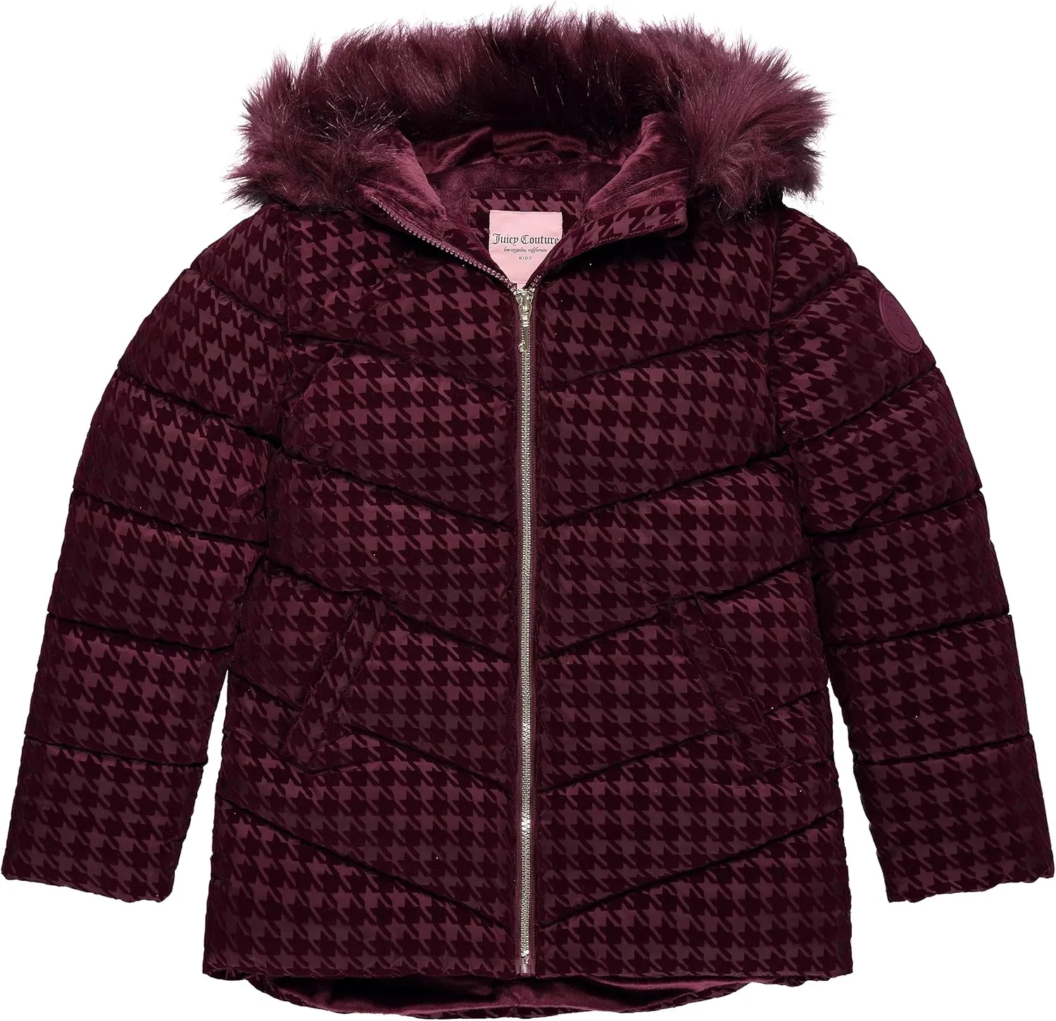 Juicy Couture Girls Coat, Faux Fur Hooded Winter Jacket, Warm Padded Parka Hoodie, Kids Heavyweight Winter Coat