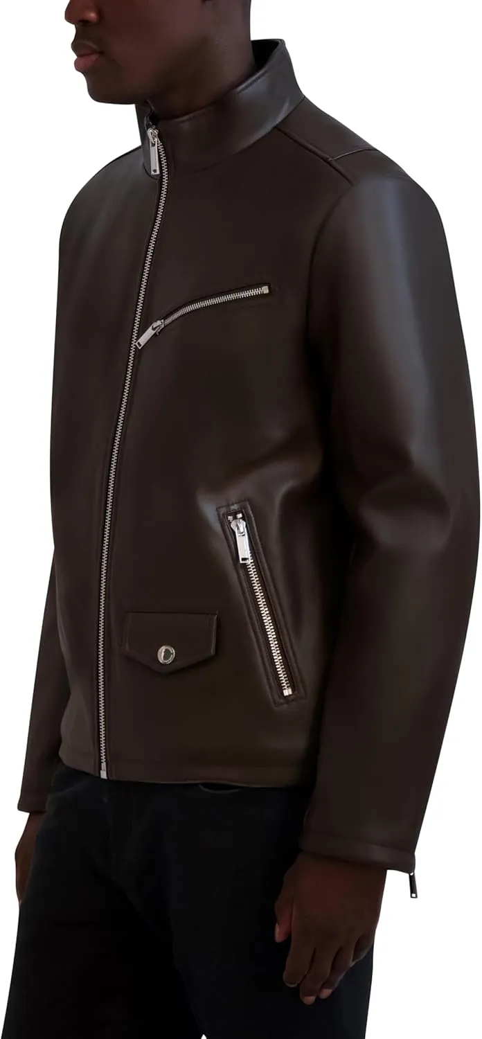 Karl Lagerfeld Paris Men's Faux Leather Biker Jacket