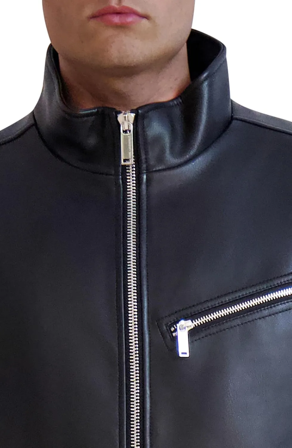 Karl Lagerfeld Paris Men's Faux Leather Biker Jacket