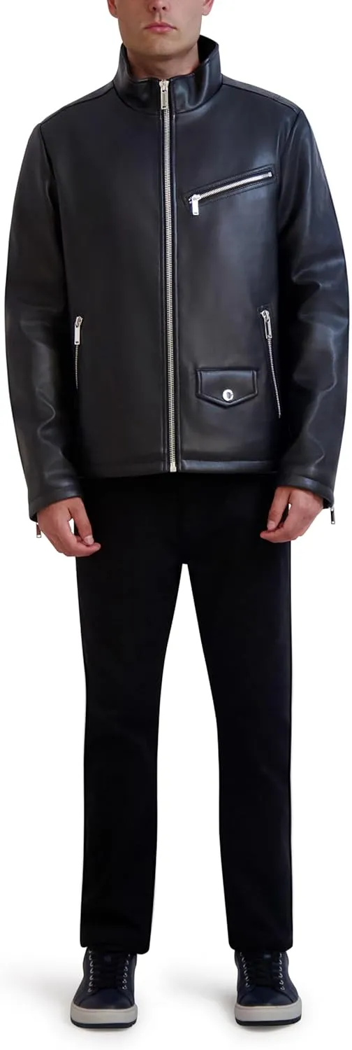 Karl Lagerfeld Paris Men's Faux Leather Biker Jacket