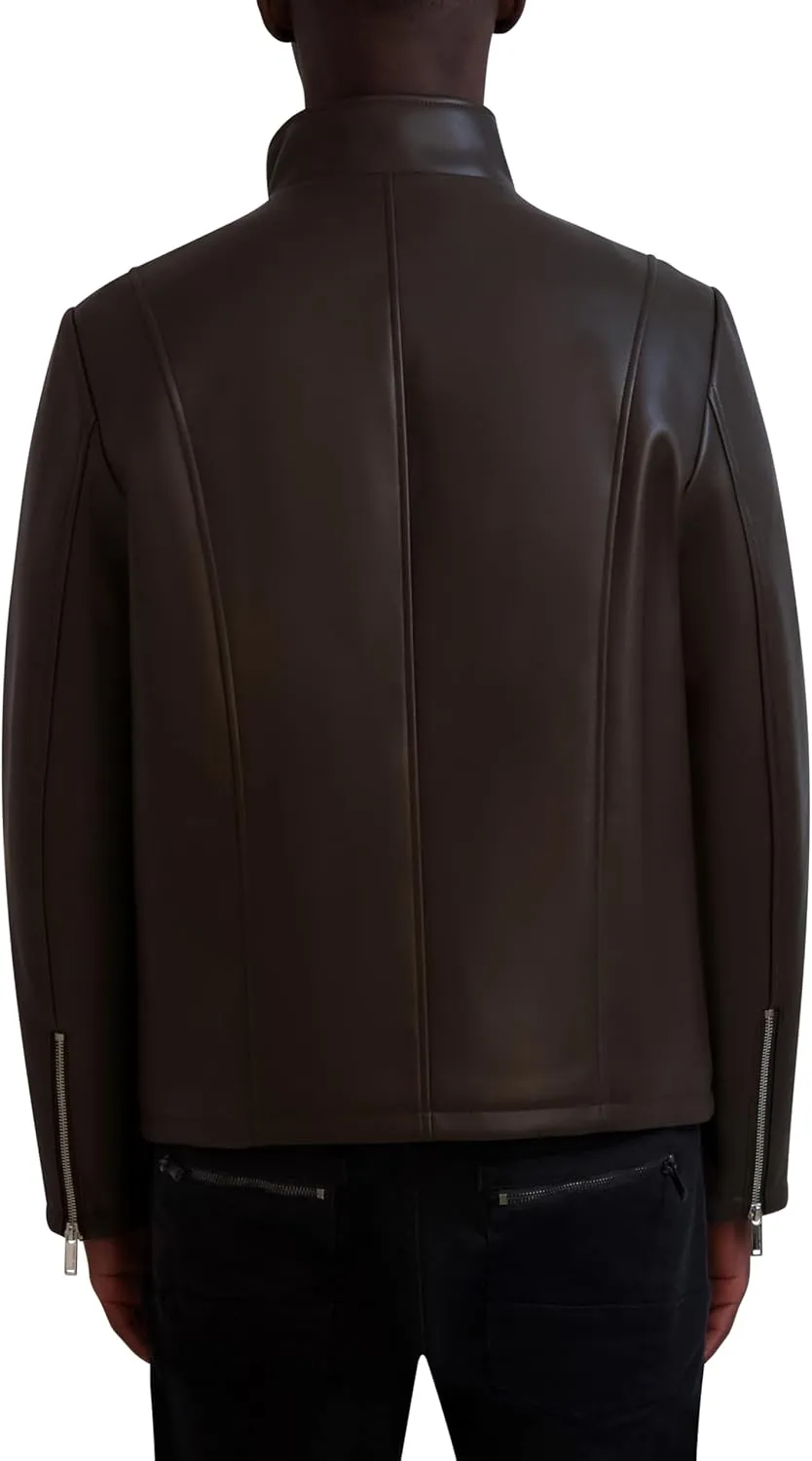 Karl Lagerfeld Paris Men's Faux Leather Biker Jacket
