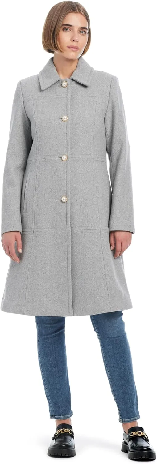 kate spade new york Women's Single Breasted Soft Wool Blend Mid-Length Walker Coat