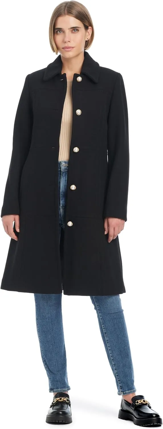 kate spade new york Women's Single Breasted Soft Wool Blend Mid-Length Walker Coat