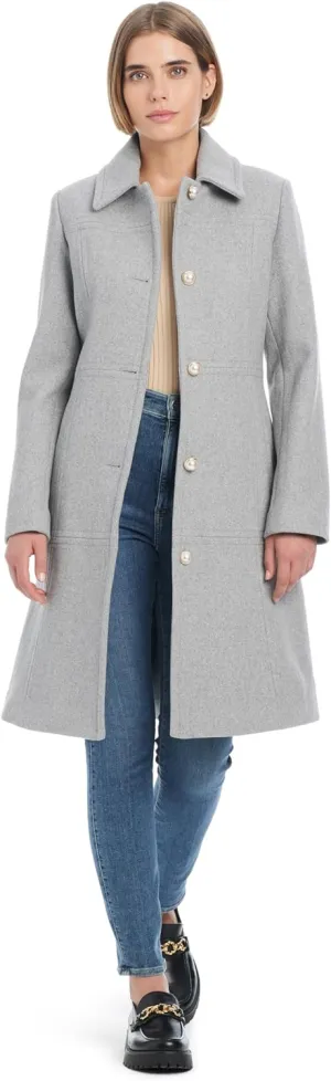 kate spade new york Women's Single Breasted Soft Wool Blend Mid-Length Walker Coat