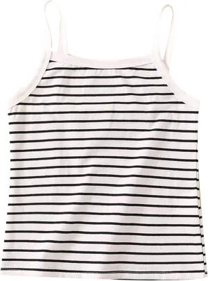Kids Girls Striped Camisoles Sleeveless Vest Cotton Spaghetti Strap Tank Top Sports Clothing Comfort Clever Girl T Shirt