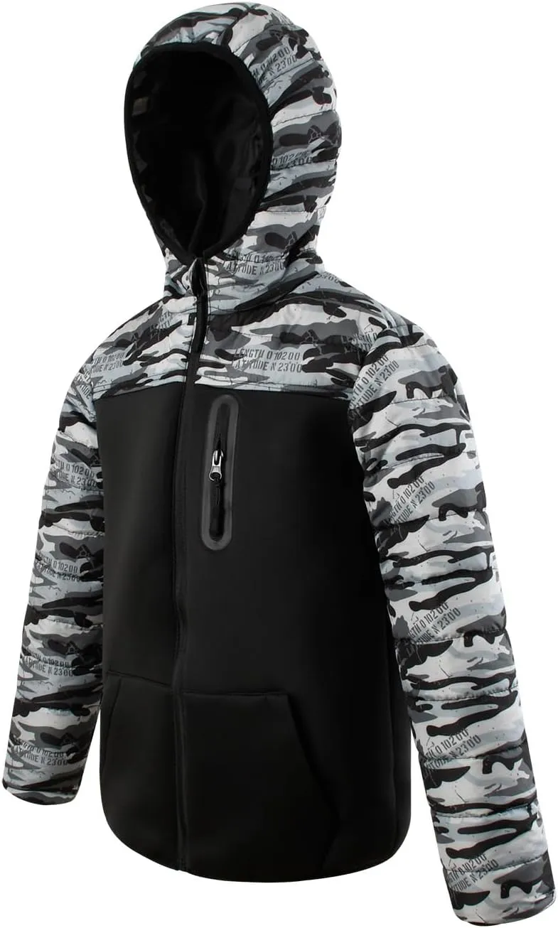 Lansbojun Hooded Puffer Jacket for Boys Lightweight Water-resistant Kids Clothes Winter Coat