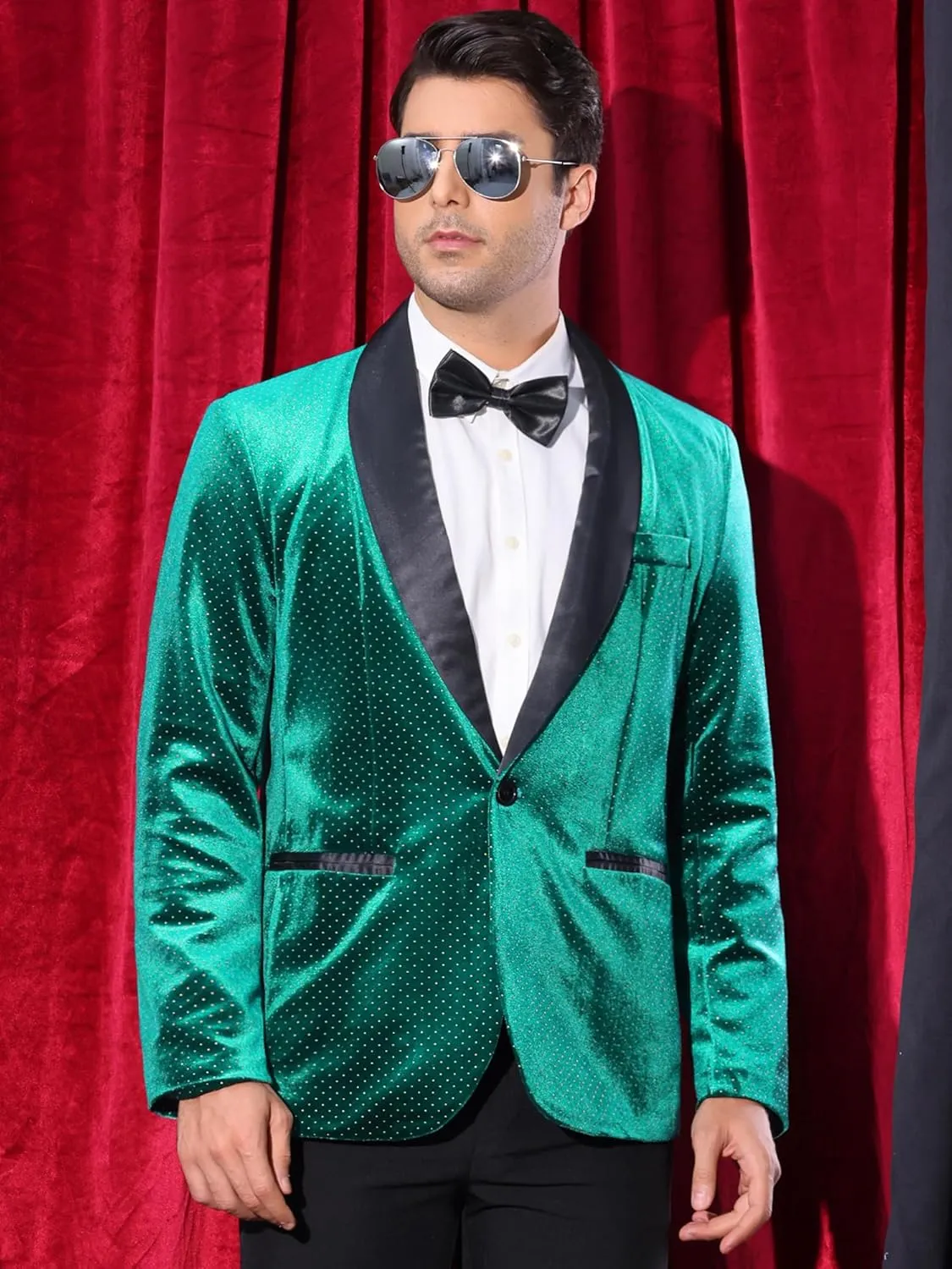 Lars Amadeus Sparkly Blazer for Men's Glitter Diamond Tuxedo Jacket Wedding Rhinestone Shiny Sports Coat