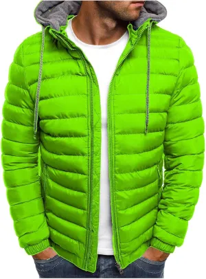 lcziwo Men's Winter Jacket Big and Tall Lightweight Zip up Puffer Quilted Jackets Casual Loose Padded Warm Hooded Coats