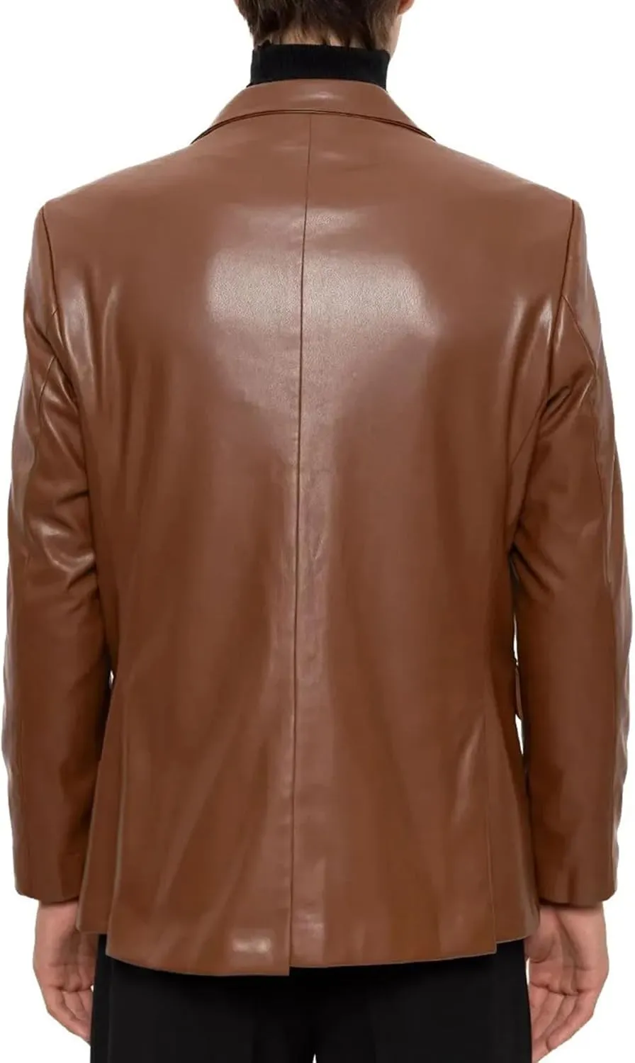 Leather Blazer for Men Real Lambskin Mens Leather Coat Classic 2 Button Black Leather Blazer Men Leather Coat