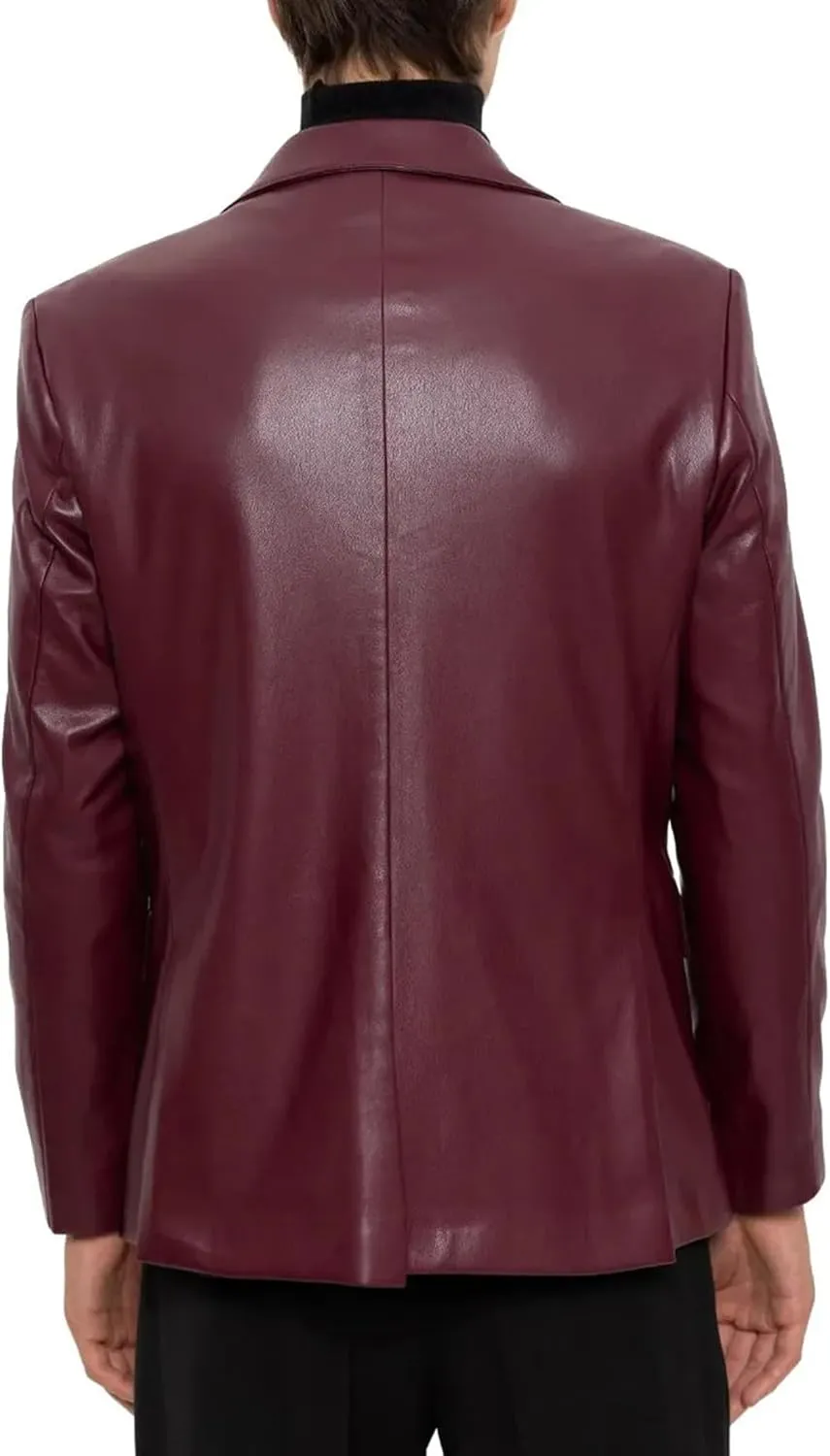 Leather Blazer for Men Real Lambskin Mens Leather Coat Classic 2 Button Black Leather Blazer Men Leather Coat