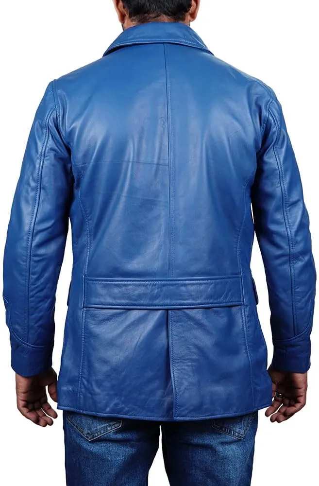 Leather Jacket Men | Vintage Four Pocket Genuine Leather Jacket | Shirt Collar Five Buttons Mens Leather Jacket