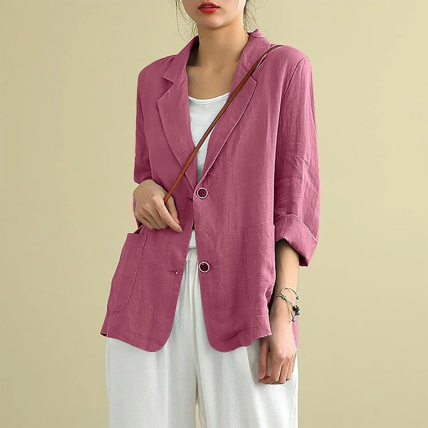 Linen Cardigan for Women Casual Long Sleeve Button Down Blouses Lightweight Summer Blazer Jackets Beach Outfits
