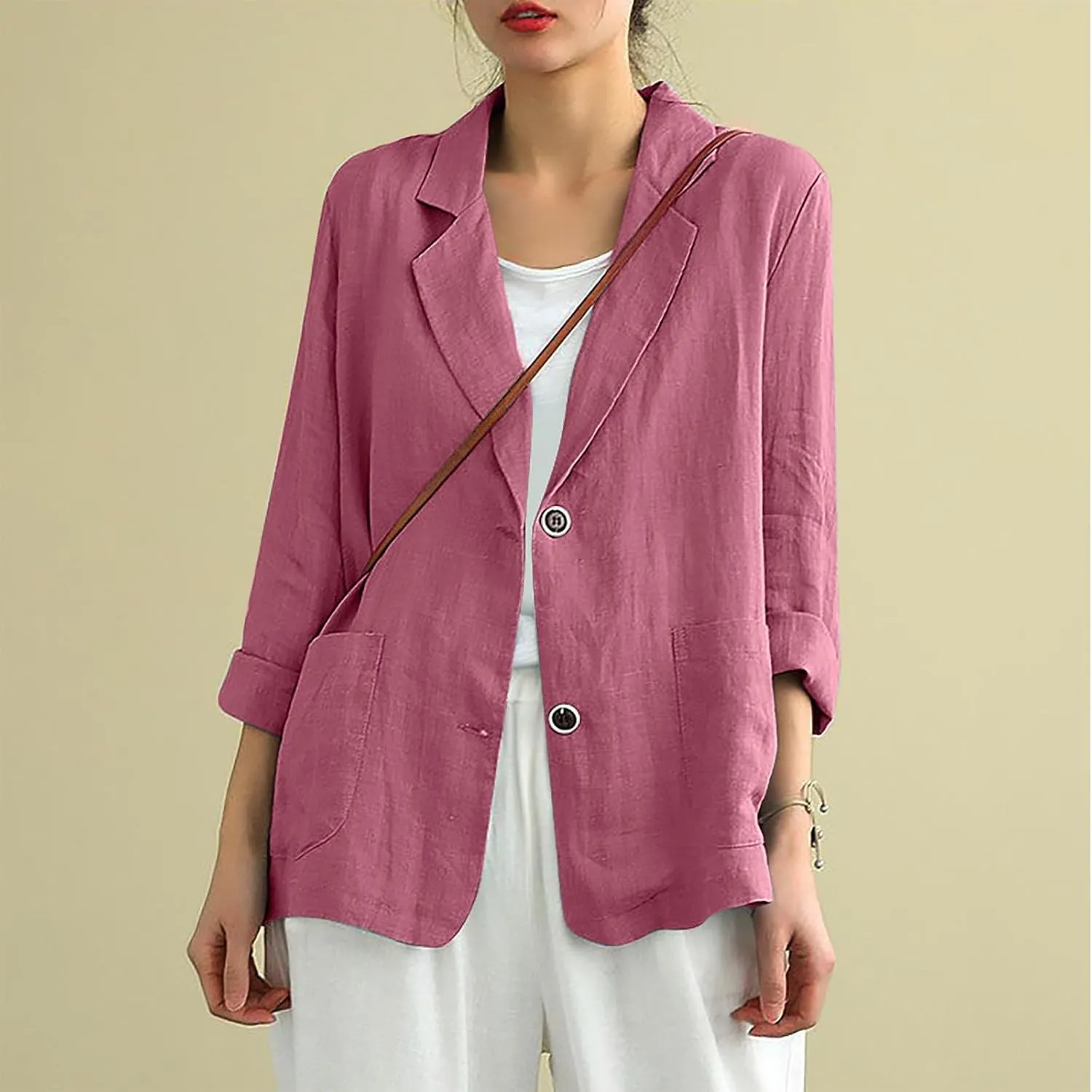 Linen Cardigan for Women Casual Long Sleeve Button Down Blouses Lightweight Summer Blazer Jackets Beach Outfits