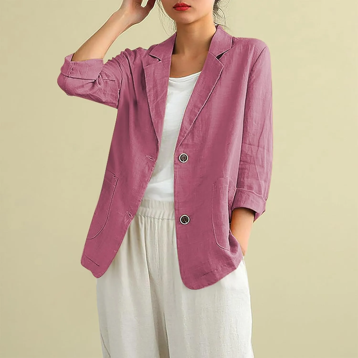 Linen Cardigan for Women Casual Long Sleeve Button Down Blouses Lightweight Summer Blazer Jackets Beach Outfits