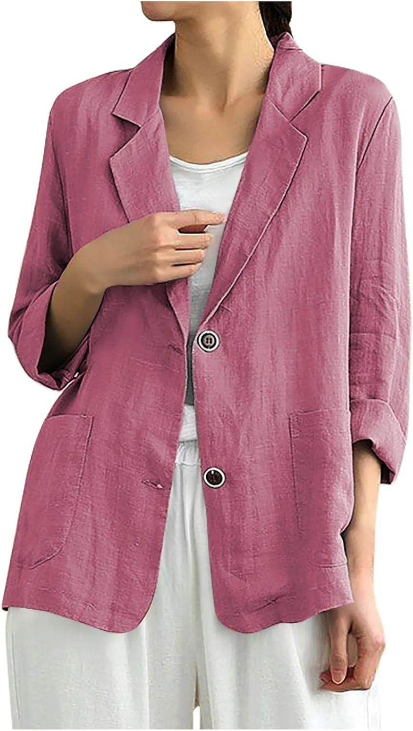 Linen Cardigan for Women Casual Long Sleeve Button Down Blouses Lightweight Summer Blazer Jackets Beach Outfits