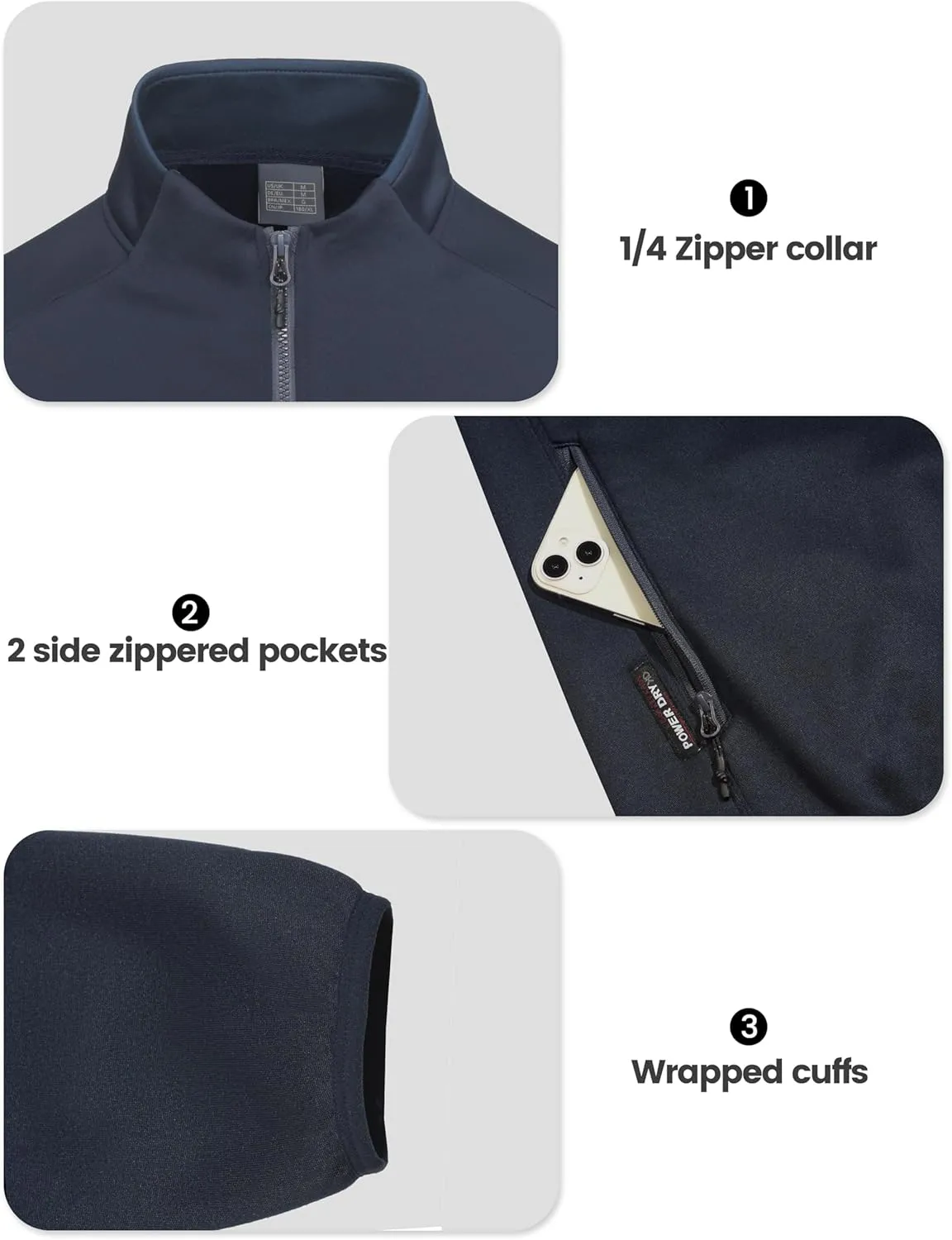 Little Donkey Andy Men's Lightweight Running Warm Jacket Full Zip Fleece Lined Windproof Jacket for Outdoor Casual