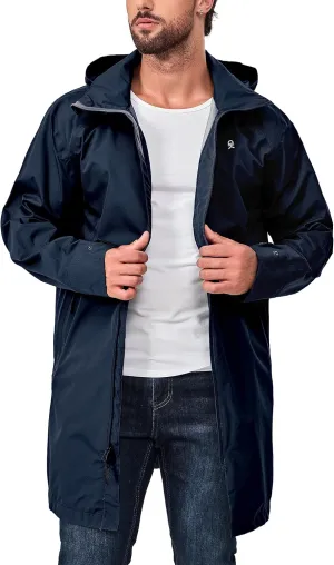 Little Donkey Andy Men's Waterproof Rain Jacket Outdoor Lightweight Mountain Windbreaker Long Coat for Hiking Golf Travel