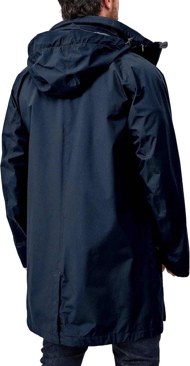 Little Donkey Andy Men's Waterproof Rain Jacket Outdoor Lightweight Mountain Windbreaker Long Coat for Hiking Golf Travel