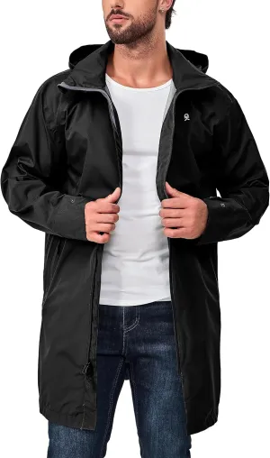 Little Donkey Andy Men's Waterproof Rain Jacket Outdoor Lightweight Mountain Windbreaker Long Coat for Hiking Golf Travel