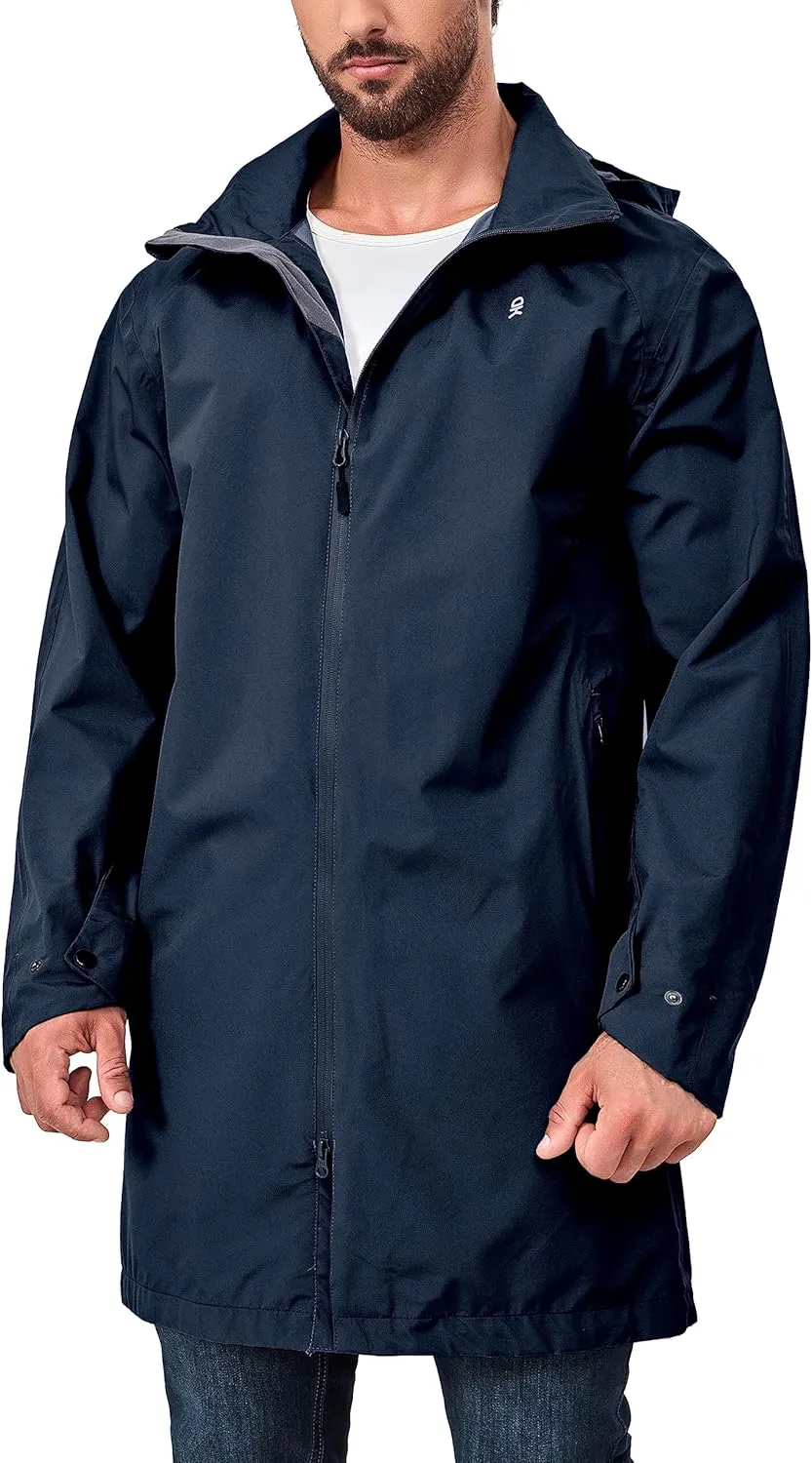 Little Donkey Andy Men's Waterproof Rain Jacket Outdoor Lightweight Mountain Windbreaker Long Coat for Hiking Golf Travel